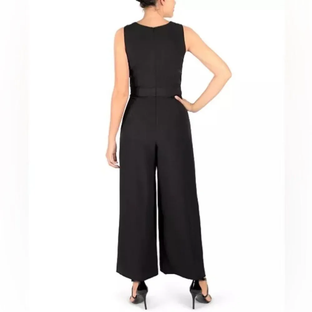 Julia Jordan Waist Tie High Neck JumpsuitBlack‎ Size 4